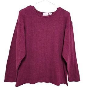 VTH 90s TR Bentley Raw Silk Cotton Knit Burgundy Maroon Sweater M Quiet Luxury